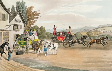 London Mail and Stage Coach（色付きのアクアチント）