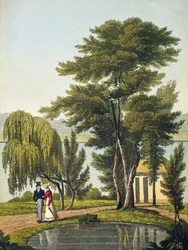 クリフトン、「The Naturama、または、Natures Endless Transposition of Views on the Thames」、c.1825（手塗りのアクアチント）から