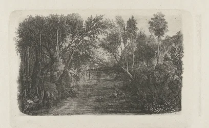 小川と岸辺の木々のある風景 ル・クール・ドー