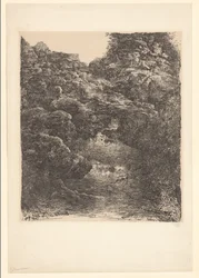 小川と滝のある岩の多い風景 ルギフト