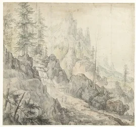 滝のある山の風景 滝のある山の風景