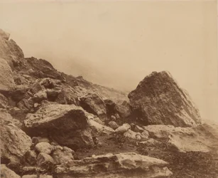 嵐の中のロッケンエンド、ワイト島、c.1853年（写真）