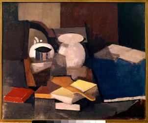 本とカードのある静物画 Roger de La Fresnaye (1885-1925) 1913 Sun.0.6x0.73 m パリ、国立近代美術館