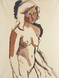 イタリアの少女、4分の3の長さ、右を見る。イタリア人、右に見る四分の一から、c.1910-11