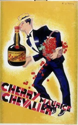 チェリー モーリス シュヴァリエの広告ポスター - ロジャー デ ヴァレリオ (1886-1951) 作の挿絵。 1935年