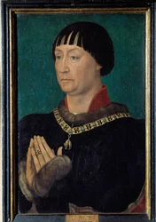 ジョン1世の肖像 クリーブス公ベリックー（1419-1481） ロジェ（ロジャー）・ファン・デル・ウェイデン（1400-1464）の絵画 15世紀 日。0,49x0,31 m.