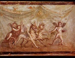 ヒッポグリフと遊ぶキューピッド（フレスコ画