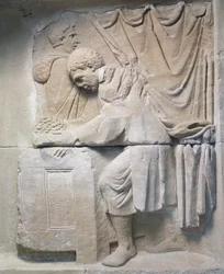 パン商人を描いたローマ時代の陵墓のレリーフ、紀元2世紀