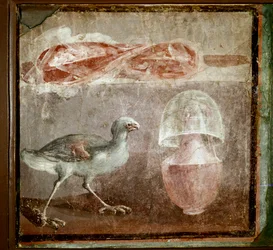 鳥のいる静物（フレスコ画