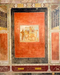 マルクス・ルクレティウス・フロントの家、タブリーノの広間のフレスコ画、ポンペイ、カンパニア、ローマ文明
