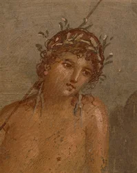 イタリア カンパーニャ州 ナポリ ポンペイ マルコ・ルクレツィオ・フロントーネの家 池のほとりの水仙を描いたフレスコ画