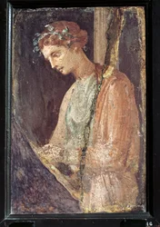 イタリア、カンパニア地方、ポンペイの若い女性の横顔、石膏に描かれた肖像画、紀元55～79年。