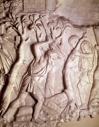 ローマ美術：清めの場面、低浮彫り、ローマ古代博物館、ローマ