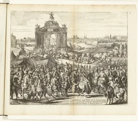パリのレリーフ後のファルネーゼのお祝いの入場、1590年 Festes triomphales que Paris fit à Alexandre Farnese pour l