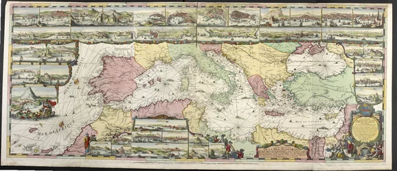 シャルル・ペネとピーター・モルティエによる「De Fransche Neptunus and Atlas Maritime and Suite du Neptune François」からの地中海の地図