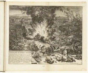 スヘルデに架かるパルマの船橋を爆破、1585 年 Deroute du Pont Farnese (オブジェクトのタイトル) Guerres de Flandres (シリーズタイトル)