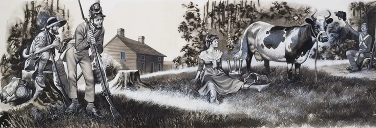 兵士を連れた乳母（紙にグワッシュ）