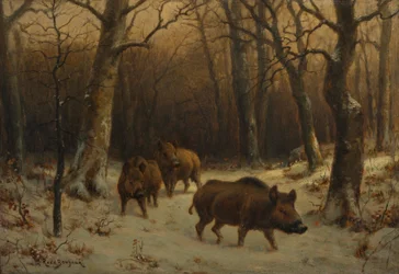 雪の中のイノシシ 1872-77年頃 （油彩・ウッドパネル
