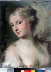 「ダイアン」 (ダイアナ) Rosalba Giovanna Carriera (1657-1757) によるパステル画 1746 年頃 プーシキン美術館、モスクワ