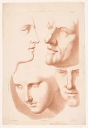 男と女の頭 自然からの描画の原則、パート 2 (シリーズ タイトル) IIe Cahier de Principes du Dessin d