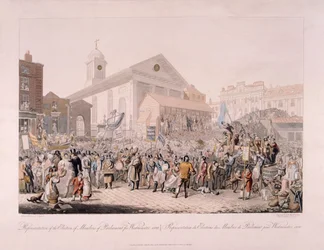 1818 年、ロンドンのコベント ガーデンでの選挙。