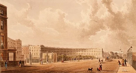 1822年に出版されたアクアチント作品「The Crescent, Portland Place