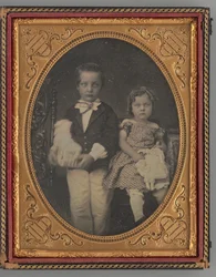 無題の男の子と女の子の肖像、1855年。