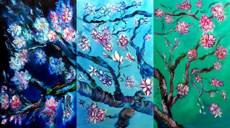 永遠の花トリプティク、2024年（キャンバスに油彩）