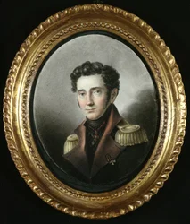 1818年のロシア将校の肖像（紙にトイレ）