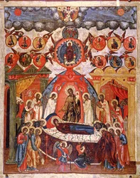 生神女就寝、18世紀（パネル上のテンペラ）