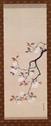 19世紀初頭、三季の三連祭壇画から桜を描いた掛け軸
