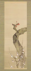 紅白梅（絹本墨・彩色・金）