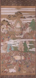 釈迦牟尼仏の死 （絹本、墨、彩色、金）