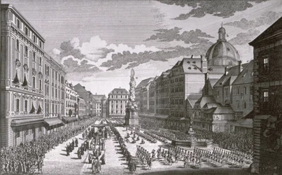 Georg-Daniel Heumann（1691-1759）によって彫刻されたグラーベンの行列のビュー