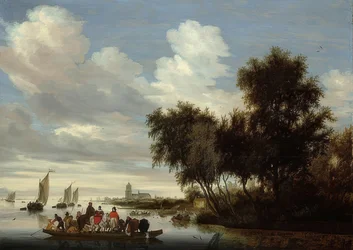 フェリーで川の風景。 1649
