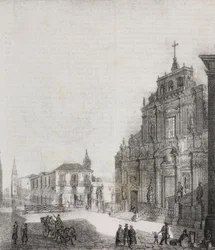 Facade of Basilica of San Sebastiano in Acireale, Sicily, Italy, lithograph by Salvatore Puglia from Poliorama Pittoresco, n 39, May 3   1458102   ja       japanese Successfully Translated  Original: Portrait of Juan Pardo II and his wives Anna Ingenieulan