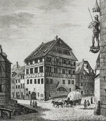 House of Albrecht Durer (1471-1528) in Nuremberg, Germany, lithograph by Salvatore Puglia from Poliorama Pittoresco, n 31, March 12   1458573   ja       japanese Successfully Translated  Original: Windsor Castle, Berkshire Translat: Windsor Castle, Berkshi