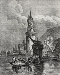 Vista de Andernach, Alemanha, litografia de Salvatore Puglia de Poliorama Pittoresco, n 45, 17 de junho
