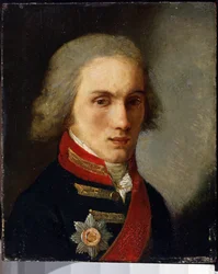 作家ピョートル・アンドレイエヴィチ・ヴィアゼムスキー伯爵（ピエール・ヴィアゼムスキー）（1792-1878）の肖像（作者ピョートル・ヴィアゼムスキー伯爵の肖像）。 Salvatore Tonci (1756-1844) の絵画。 ボール紙に油彩