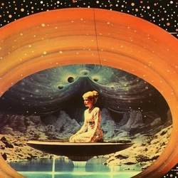 瞑想する宇宙の女性