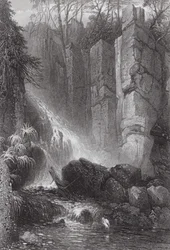 オーストラリアタスマニア、マウント・ウェリントン、キャタラクト・グル（エングレーヴィング）