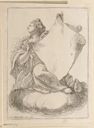 手に布を持った女性 いろいろなデザイン（シリーズタイトル） Opera Varia Historica, Poetica & Iconologica (シリーズタイトル)