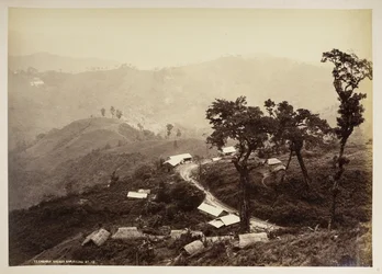 ティーンダリ バザール、ダージリン、  「ダージリンの景色」より、  1860年 - 1880年    (白黒写真)
