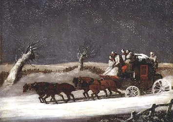 雪の中の郵便馬車
