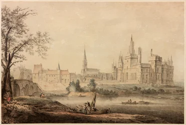フランスのシャトー、1770年（紙にペンとインクとトイレ）
