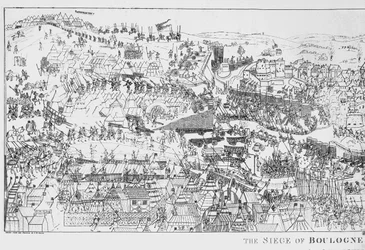1544年のヘンリー8世（1491-1547）によるブローニュの包囲、1788年のジェームズバザレによる彫刻（106603も参照）