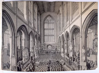 View, from the east end, of the interior of Bath Abbey, with congregation   1453364   ja       japanese Successfully Translated  Original: Shirt Panel (mola), c.1950 (appliqued cotton) Translat: Shirt Panel (mola), c.1950 (appliqued cotton) 1449069 ja japa