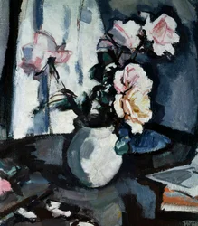 花瓶のバラのある静物 .サミュエル・ジョン・ペプロー（1871-1935 イギリス）の絵画 特選コレクション
