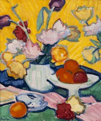 陶器の花瓶のチューリップ、1910-14