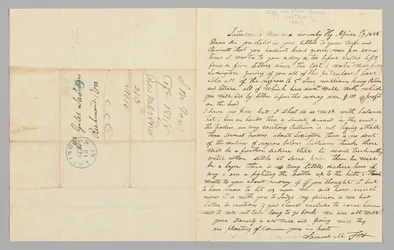 奴隷貿易に関するサミュエル・M・フォックスからジャイルズ・サンダースへの手紙、1848年4月17日。